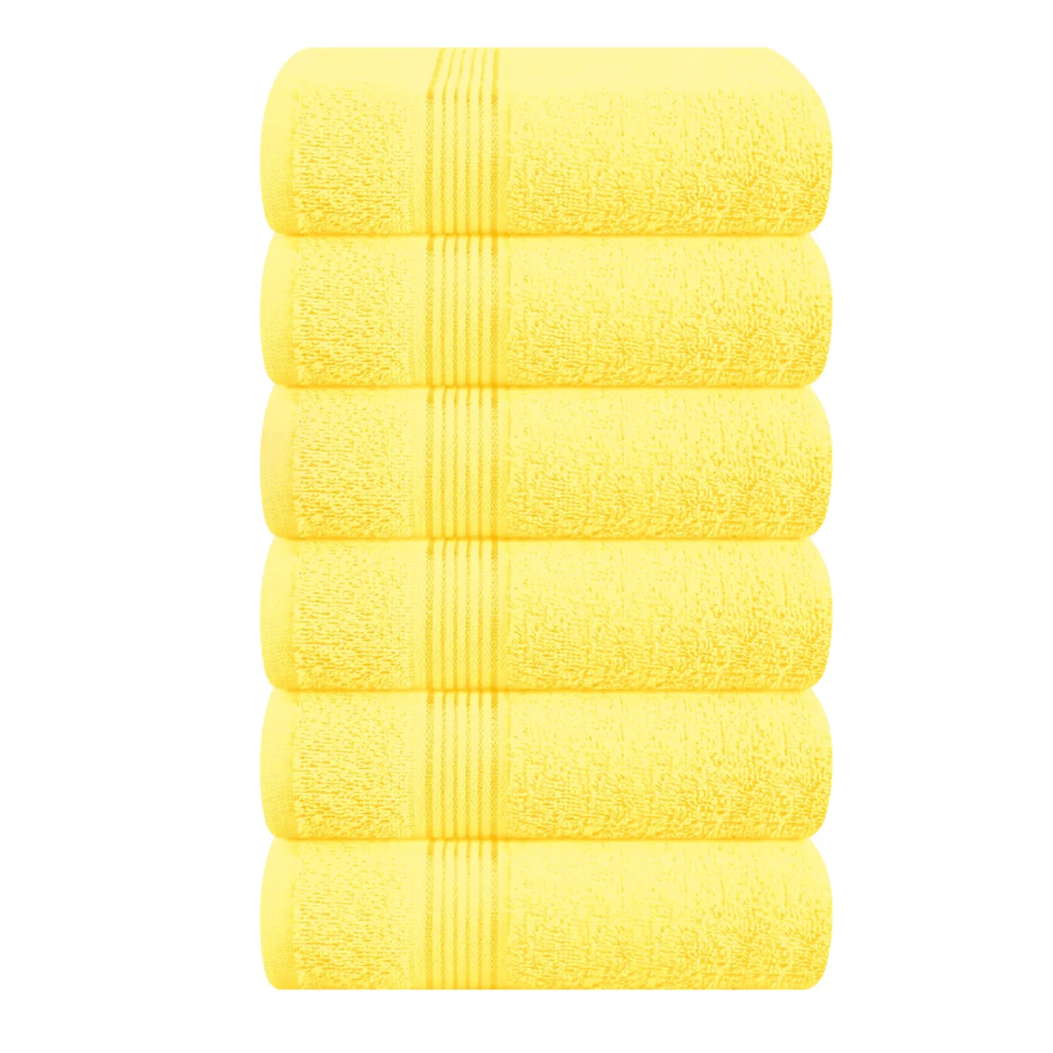 Belizzi Home Ultra Soft Cotton 6 -Piece Hand Towel Set 16x24, Ideal for use in Bathroom, Kitchen, Gym, Spa - Compact, Eco-Friendly, Lightweight - Multi Purpose Hand Towels - Lime Yellow