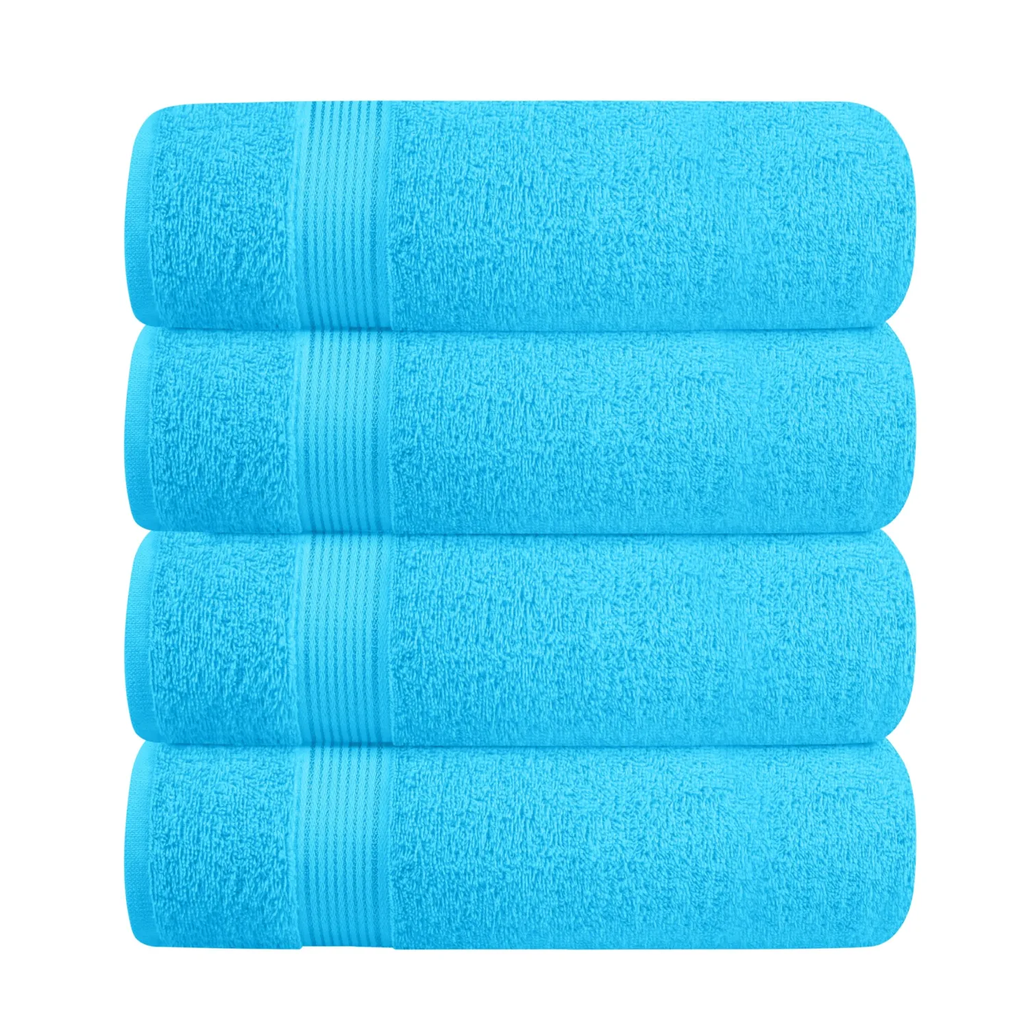 BELZZI Home Ultra Soft 4 Pack Oversized Bath Towel Set 27x54, Cotton Compact Bath Towels, Highly Absorbant Eco-Friendly Quickdry & Lightweight Towel, Ideal for Gym Travel Camp Pool - Turquoise Blue