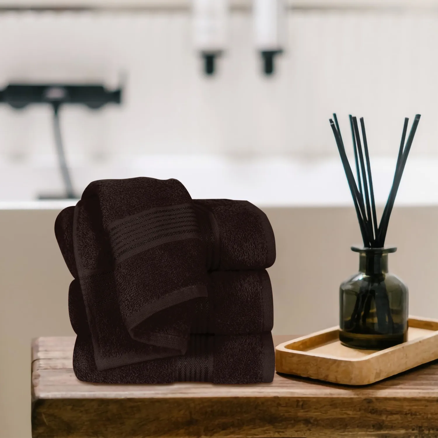 Belizzi Home Ultra Soft Cotton 6 -Piece Hand Towel Set 16x24, Ideal for use in Bathroom, Kitchen, Gym, Spa - Compact, Eco-Friendly, Lightweight - Multi Purpose Hand Towels - Chocolate Brown