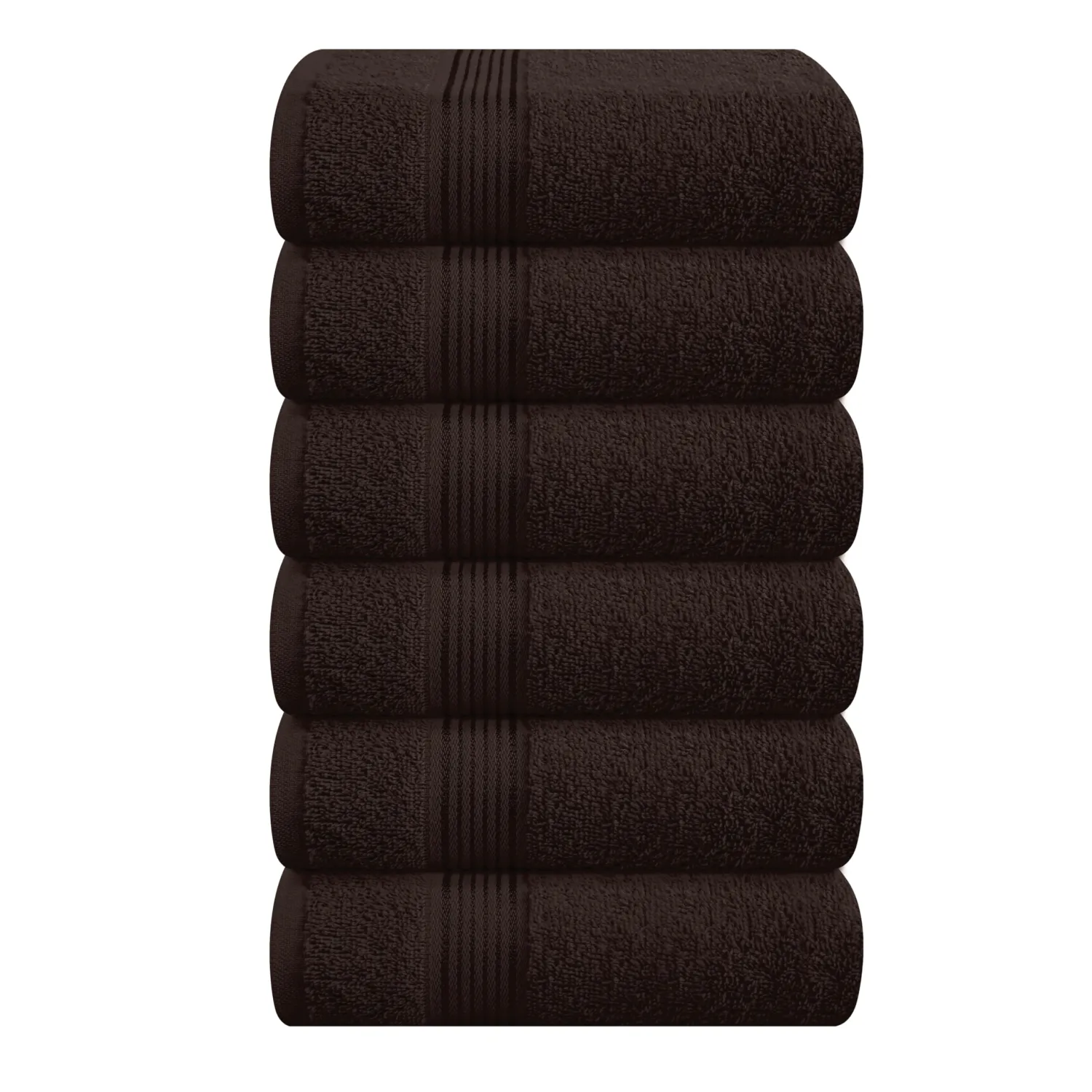 Belizzi Home Ultra Soft Cotton 6 -Piece Hand Towel Set 16x24, Ideal for use in Bathroom, Kitchen, Gym, Spa - Compact, Eco-Friendly, Lightweight - Multi Purpose Hand Towels - Chocolate Brown