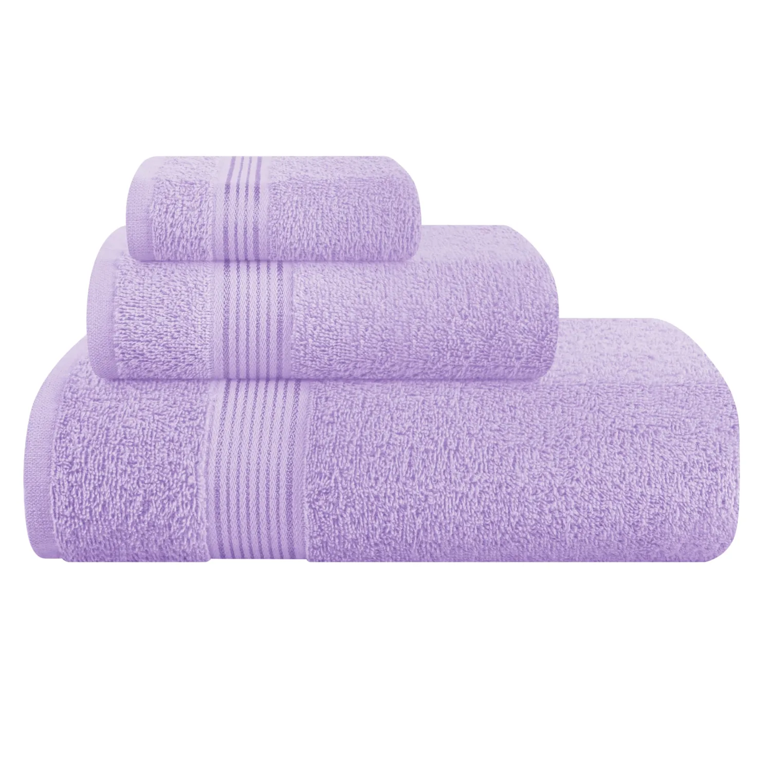 Belizzi Home Ultra Soft 3 Pack Cotton Towel Set, Contains a Bath Towel 28x55 inch, a Hand Towel 16x24 inch & a Wash Coth 12x12 inch, Ideal Everyday use, Compact & Lightweight - Purple