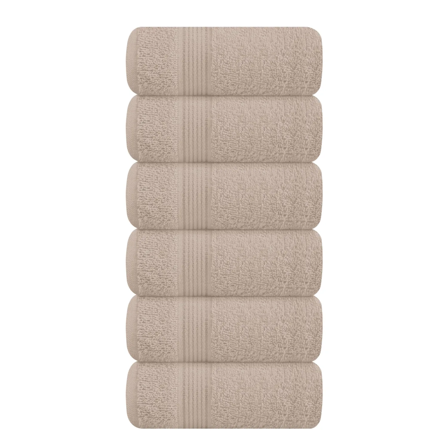 Belizzi Home Ultra Soft Cotton 6 -Piece Hand Towel Set 16x24, Ideal for use in Bathroom, Kitchen, Gym, Spa - Compact, Eco-Friendly, Lightweight - Multi Purpose Hand Towels - Tan
