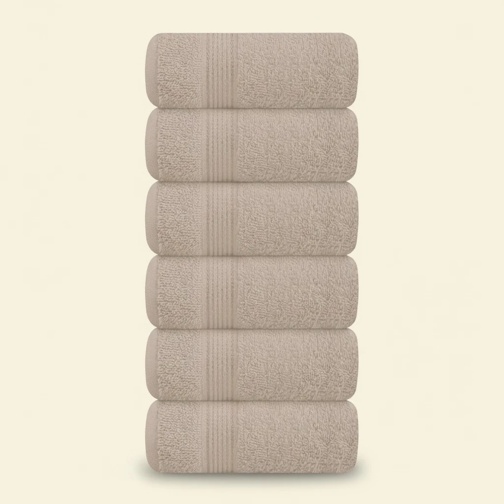 Belizzi Home Ultra Soft Cotton 6 -Piece Hand Towel Set 16x24, Ideal for use in Bathroom, Kitchen, Gym, Spa - Compact, Eco-Friendly, Lightweight - Multi Purpose Hand Towels - Tan