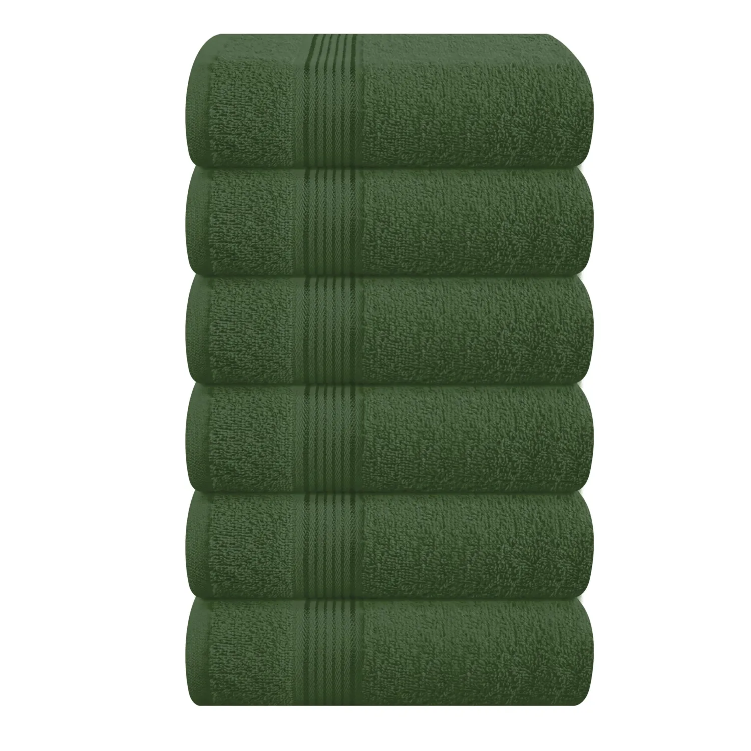 Belizzi Home Ultra Soft Cotton 6 -Piece Hand Towel Set 16x24, Ideal for use in Bathroom, Kitchen, Gym, Spa - Compact, Eco-Friendly, Lightweight - Multi Purpose Hand Towels - Olive Green
