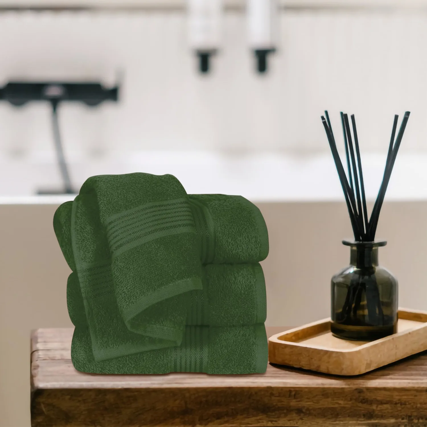 Belizzi Home Ultra Soft Cotton 6 -Piece Hand Towel Set 16x24, Ideal for use in Bathroom, Kitchen, Gym, Spa - Compact, Eco-Friendly, Lightweight - Multi Purpose Hand Towels - Olive Green