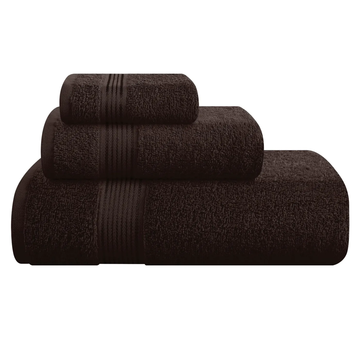 Belizzi Home Ultra Soft 3 Pack Cotton Towel Set, Contains a Bath Towel 28x55 inch, a Hand Towel 16x24 inch & a Wash Coth 12x12 inch, Ideal Everyday use, Compact & Lightweight - Chocolate Brown