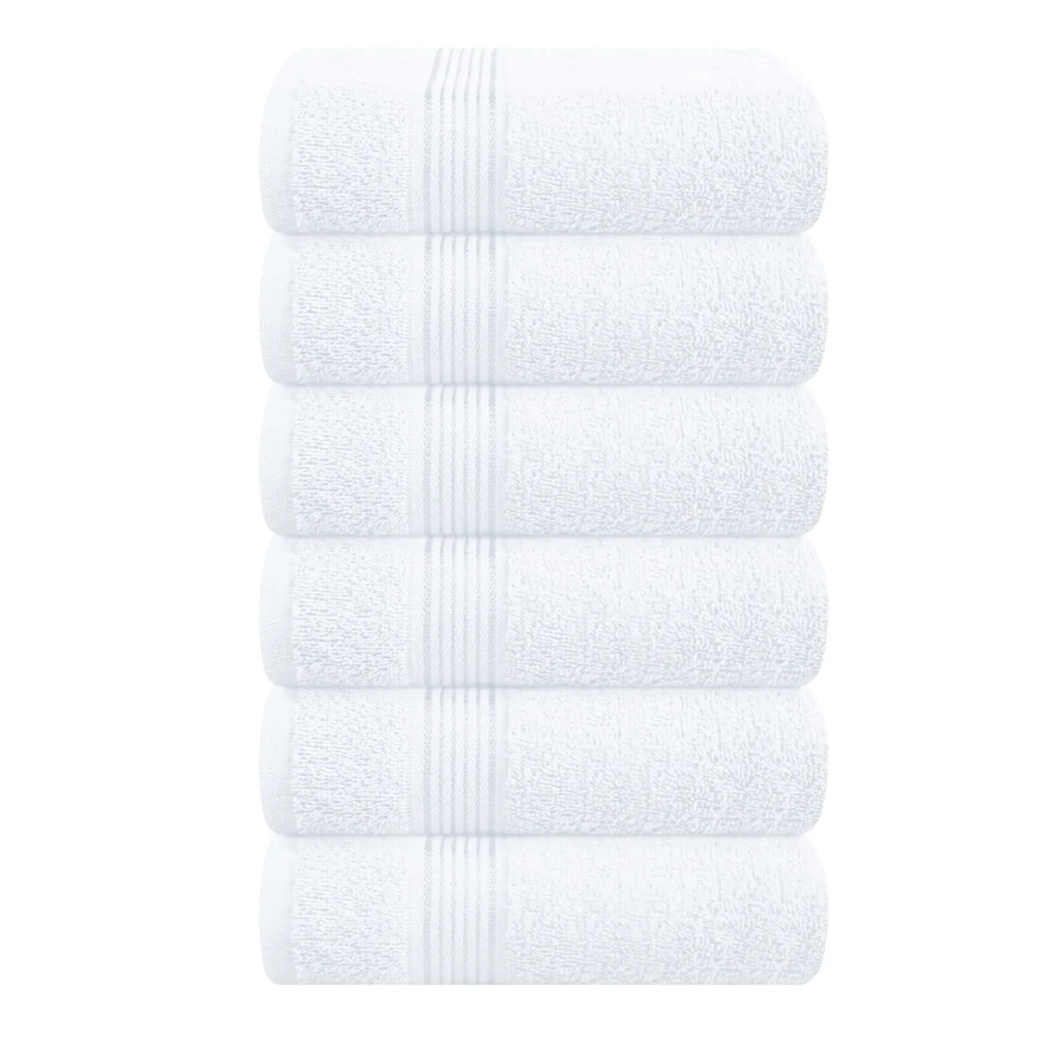 Belizzi Home Ultra Soft Cotton 6 -Piece Hand Towel Set 16x24, Ideal for use in Bathroom, Kitchen, Gym, Spa - Compact, Eco-Friendly, Lightweight - Multi Purpose Hand Towels - White