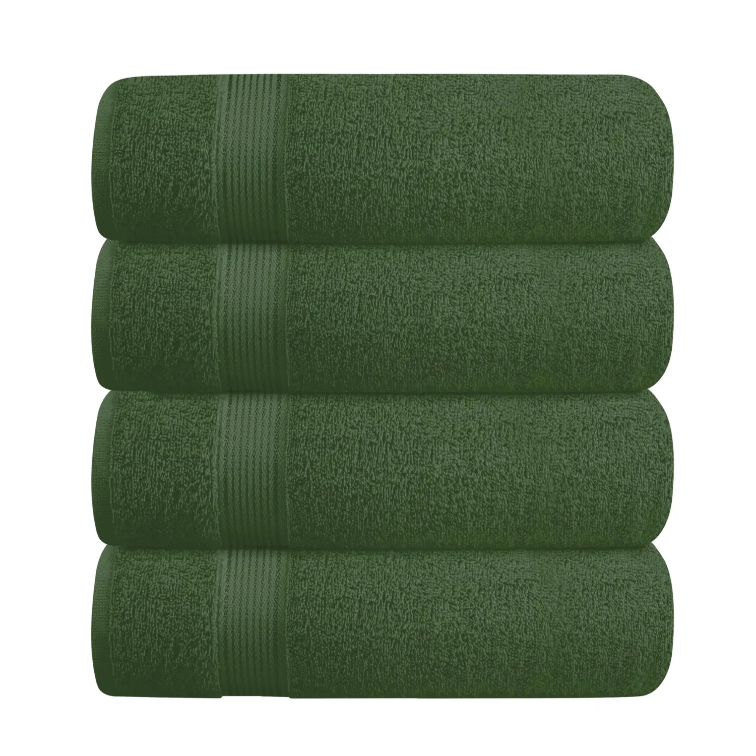 BELZZI Home Ultra Soft 4 Pack Oversized Bath Towel Set 27x54, Cotton Compact Bath Towels, Highly Absorbant Eco-Friendly Quickdry & Lightweight Towel, Ideal for Gym Travel Camp Pool - Olive Green