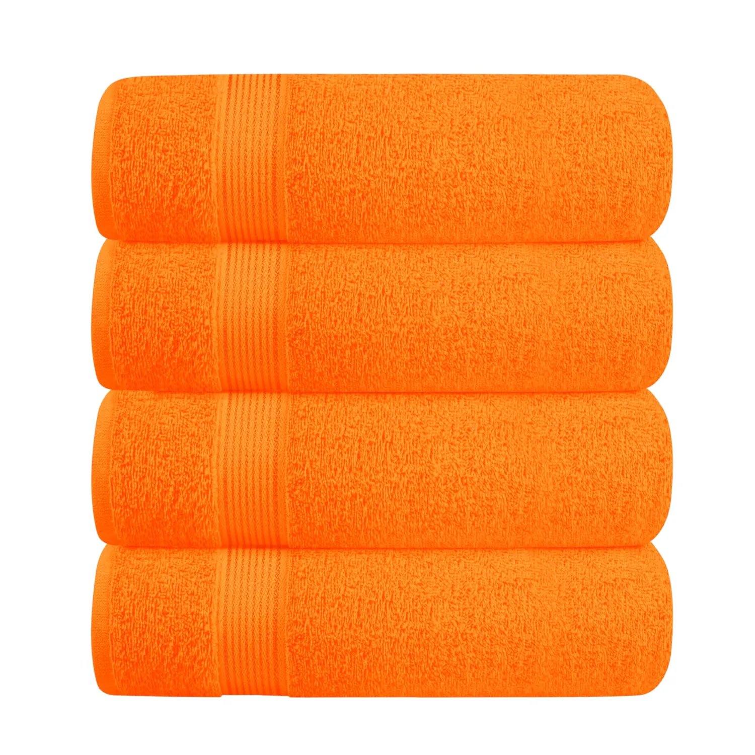 BELZZI Home Ultra Soft 4 Pack Oversized Bath Towel Set 27x54, Cotton Compact Bath Towels, Highly Absorbant Eco-Friendly Quickdry & Lightweight Towel, Ideal for Gym Travel Camp Pool - Orange