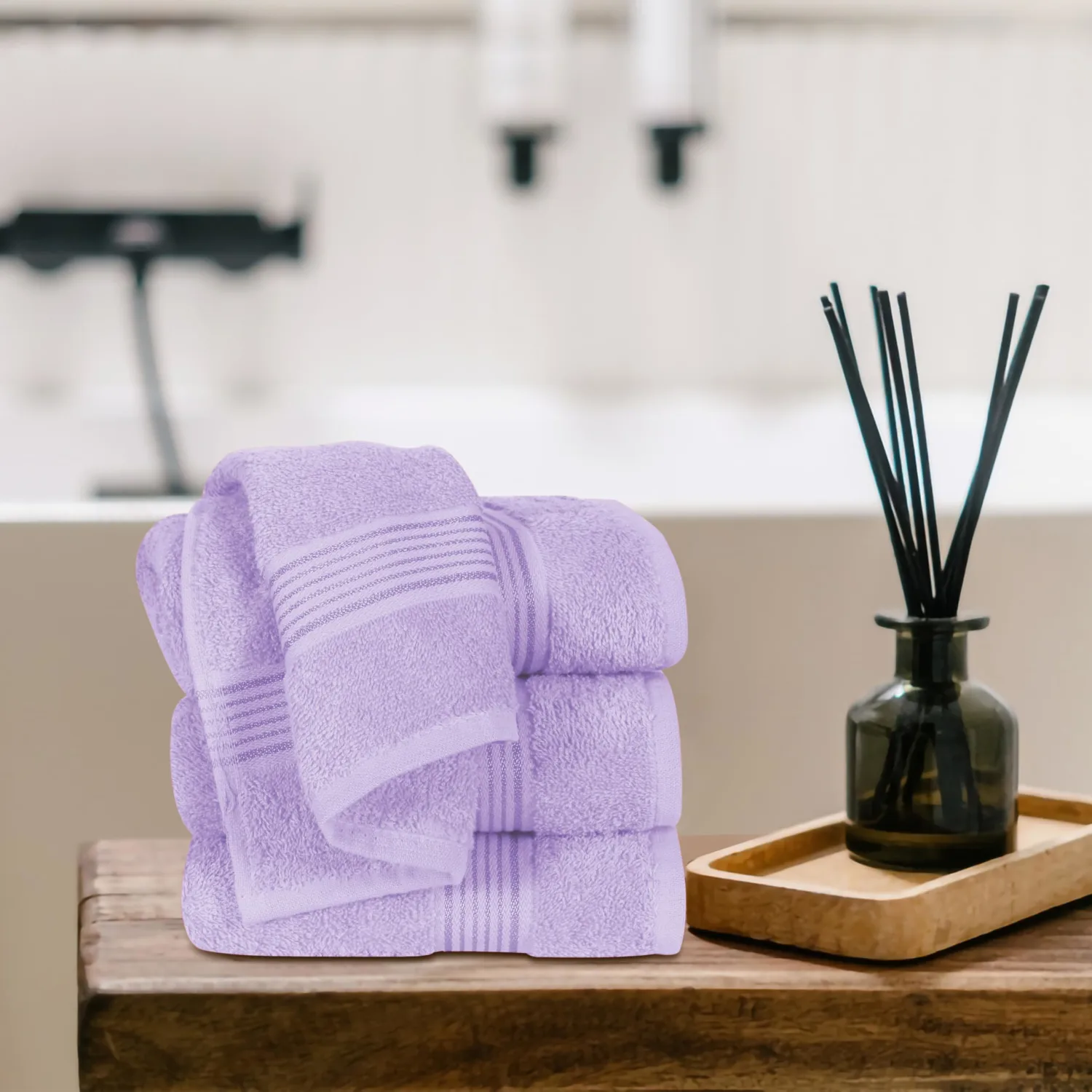 Belizzi Home Ultra Soft Cotton 6 -Piece Hand Towel Set 16x24, Ideal for use in Bathroom, Kitchen, Gym, Spa - Compact, Eco-Friendly, Lightweight - Multi Purpose Hand Towels - Purple
