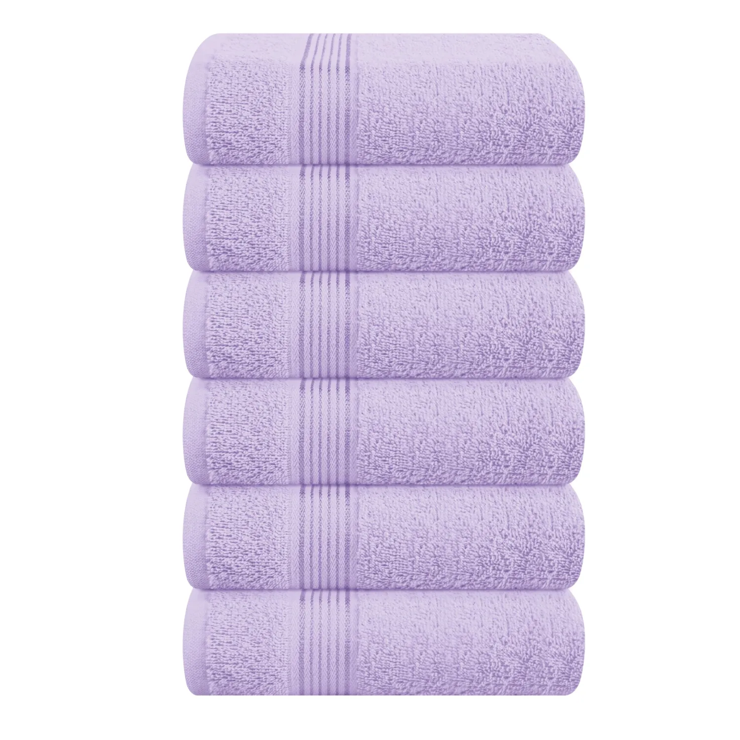 Belizzi Home Ultra Soft Cotton 6 -Piece Hand Towel Set 16x24, Ideal for use in Bathroom, Kitchen, Gym, Spa - Compact, Eco-Friendly, Lightweight - Multi Purpose Hand Towels - Purple