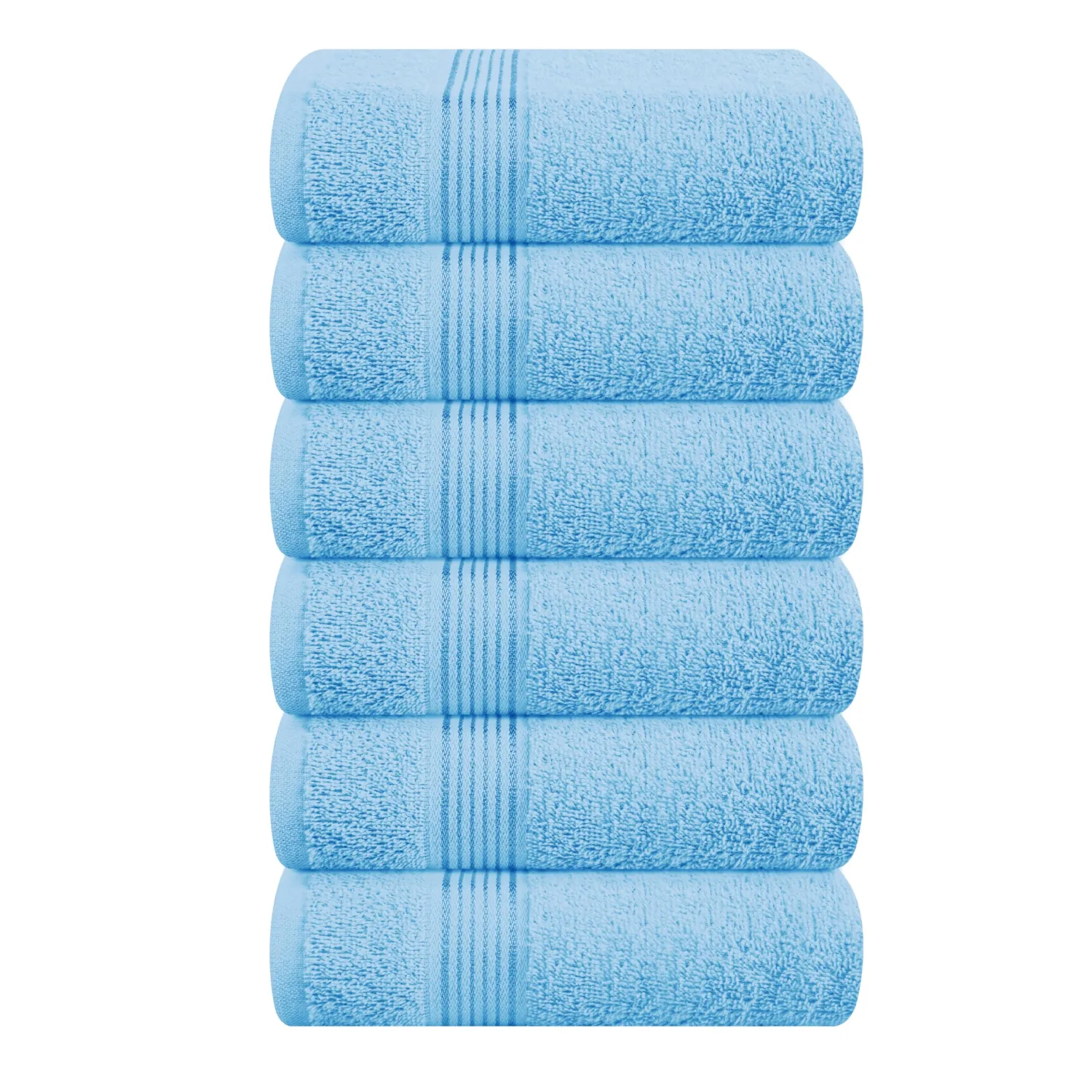 Belizzi Home Ultra Soft Cotton 6 -Piece Hand Towel Set 16x24, Ideal for use in Bathroom, Kitchen, Gym, Spa - Compact, Eco-Friendly, Lightweight - Multi Purpose Hand Towels - Sky Blue