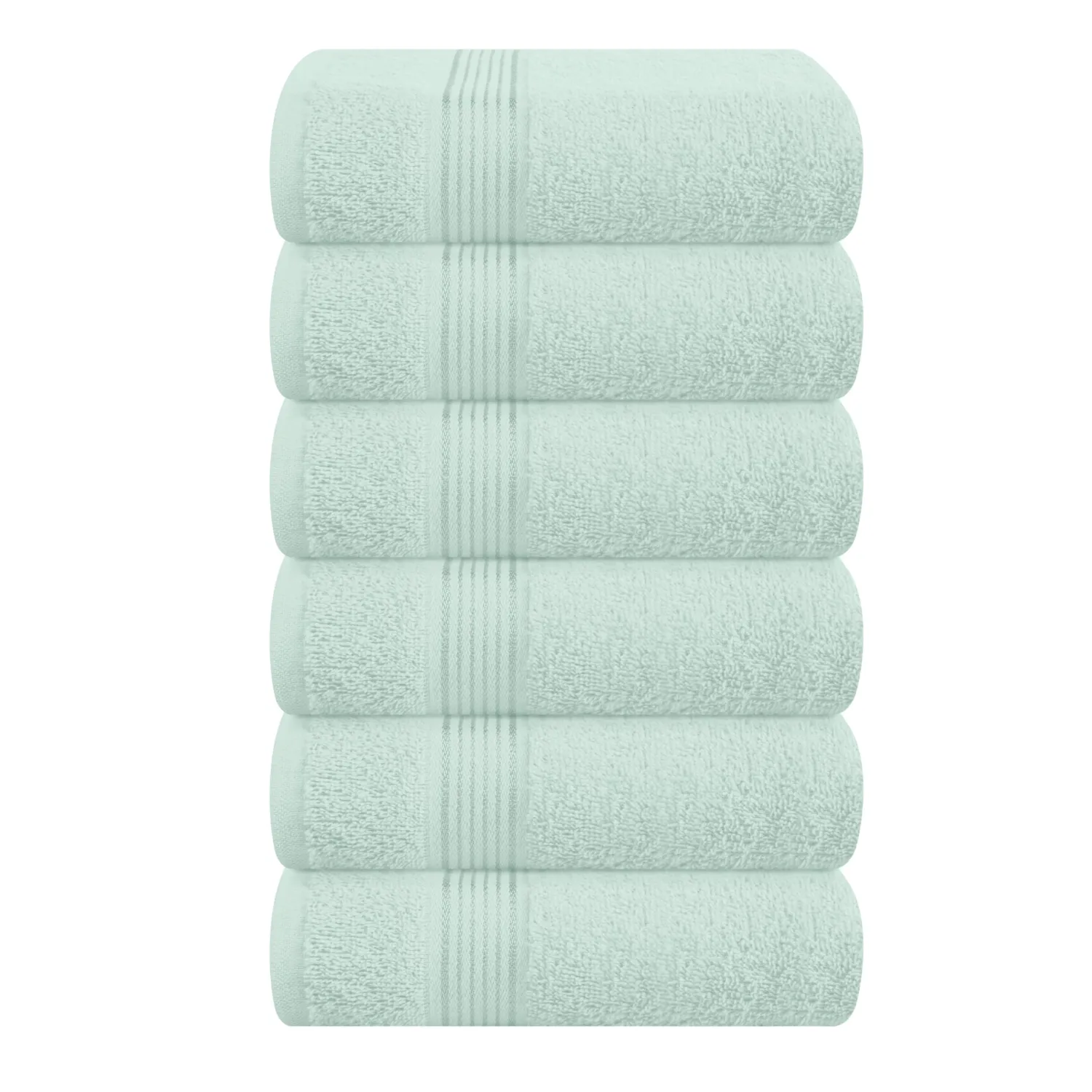 Belizzi Home Ultra Soft Cotton 6 -Piece Hand Towel Set 16x24, Ideal for use in Bathroom, Kitchen, Gym, Spa - Compact, Eco-Friendly, Lightweight - Multi Purpose Hand Towels - Sea Green