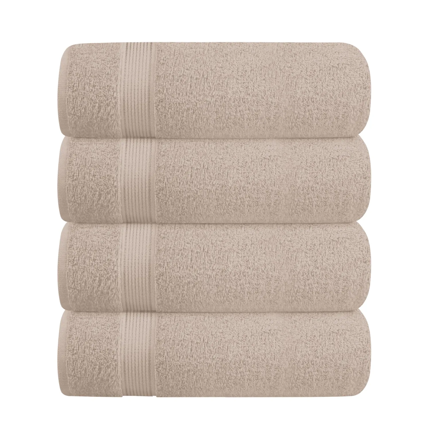 BELZZI Home Ultra Soft 4 Pack Oversized Bath Towel Set 27x54, Cotton Compact Bath Towels, Highly Absorbant Eco-Friendly Quickdry & Lightweight Towel, Ideal for Gym Travel Camp Pool - Tan
