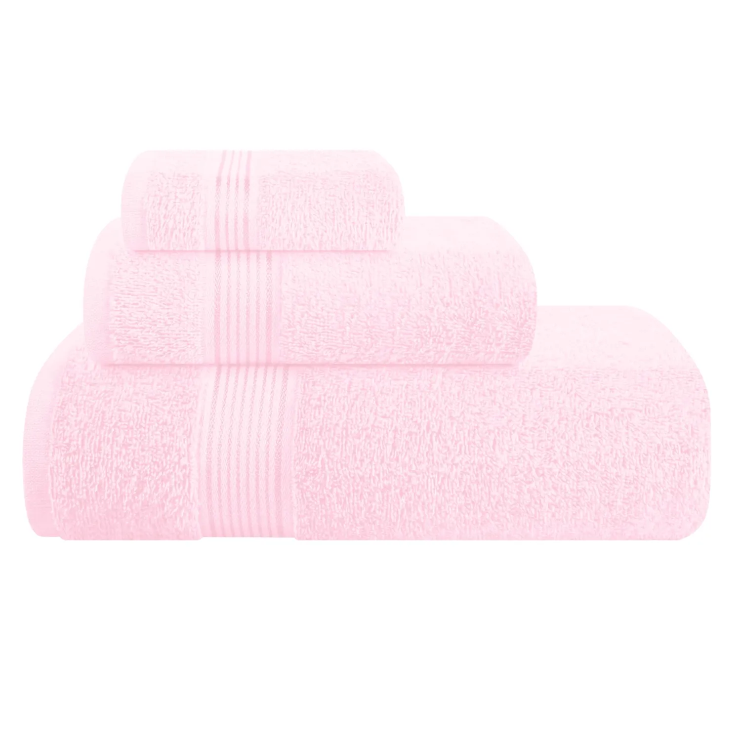 Belizzi Home Ultra Soft 3 Pack Cotton Towel Set, Contains a Bath Towel 28x55 inch, a Hand Towel 16x24 inch & a Wash Coth 12x12 inch, Ideal Everyday use, Compact & Lightweight - Pink