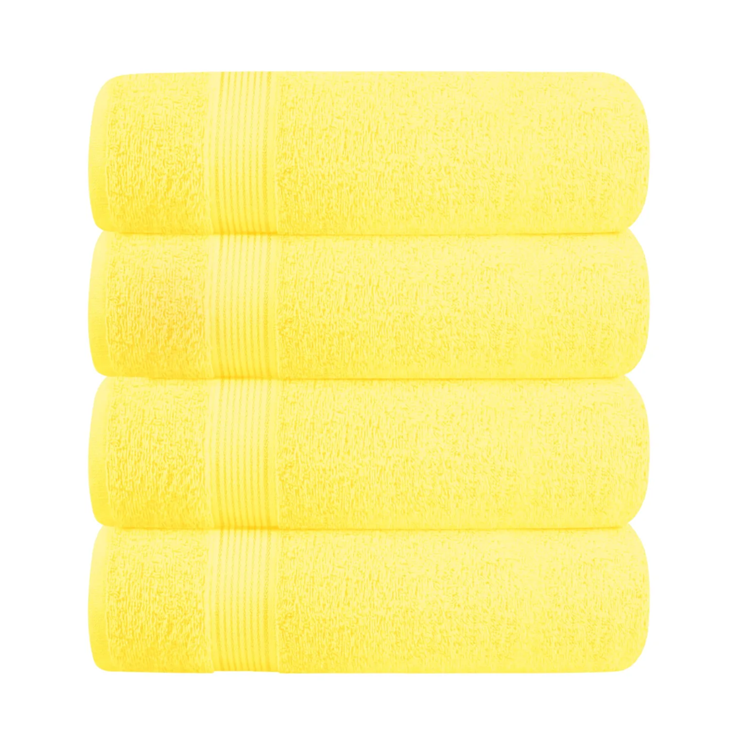 BELZZI Home Ultra Soft 4 Pack Oversized Bath Towel Set 27x54, Cotton Compact Bath Towels, Highly Absorbant Eco-Friendly Quickdry & Lightweight Towel, Ideal for Gym Travel Camp Pool - Lime Yellow