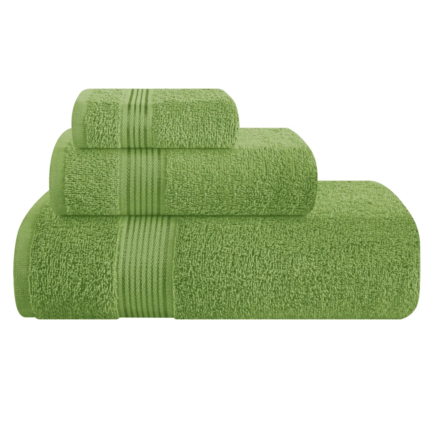 Belizzi Home Ultra Soft 3 Pack Cotton Towel Set, Contains a Bath Towel 28x55 inch, a Hand Towel 16x24 inch & a Wash Coth 12x12 inch, Ideal Everyday use, Compact & Lightweight - Kiwi Green