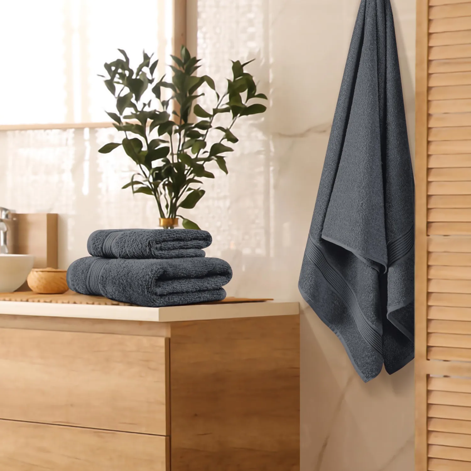Belizzi Home Ultra Soft 3 Pack Cotton Towel Set, Contains a Bath Towel 28x55 inch, a Hand Towel 16x24 inch & a Wash Coth 12x12 inch, Ideal Everyday use, Compact & Lightweight - Charcoal Grey