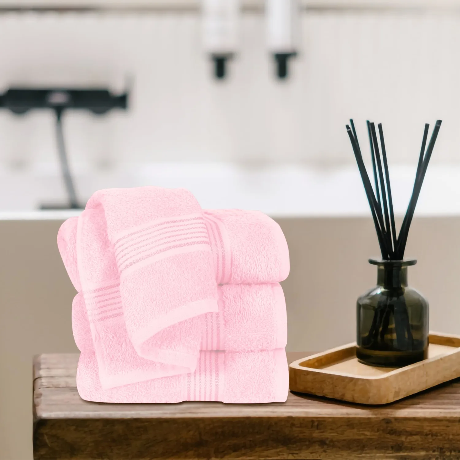 Belizzi Home Ultra Soft Cotton 6 -Piece Hand Towel Set 16x24, Ideal for use in Bathroom, Kitchen, Gym, Spa - Compact, Eco-Friendly, Lightweight - Multi Purpose Hand Towels - Pink