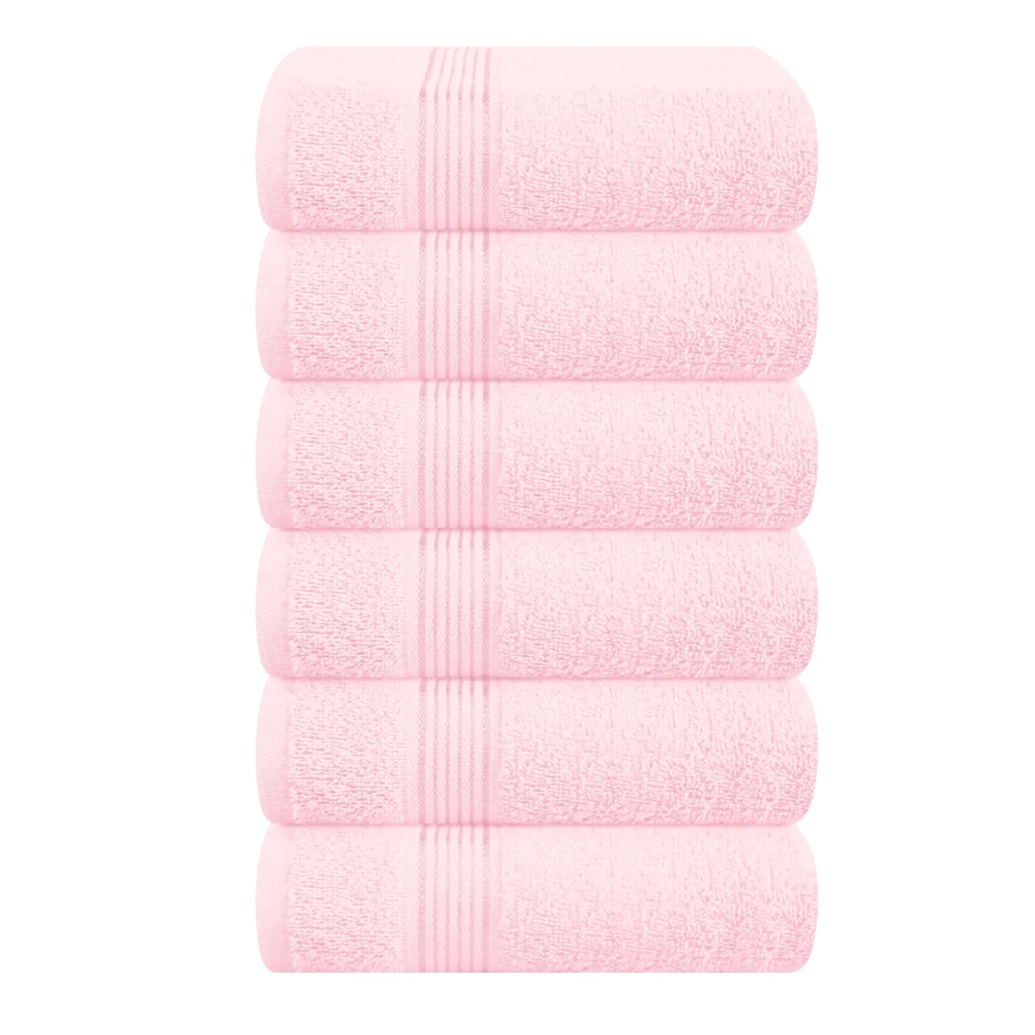 Belizzi Home Ultra Soft Cotton 6 -Piece Hand Towel Set 16x24, Ideal for use in Bathroom, Kitchen, Gym, Spa - Compact, Eco-Friendly, Lightweight - Multi Purpose Hand Towels - Pink