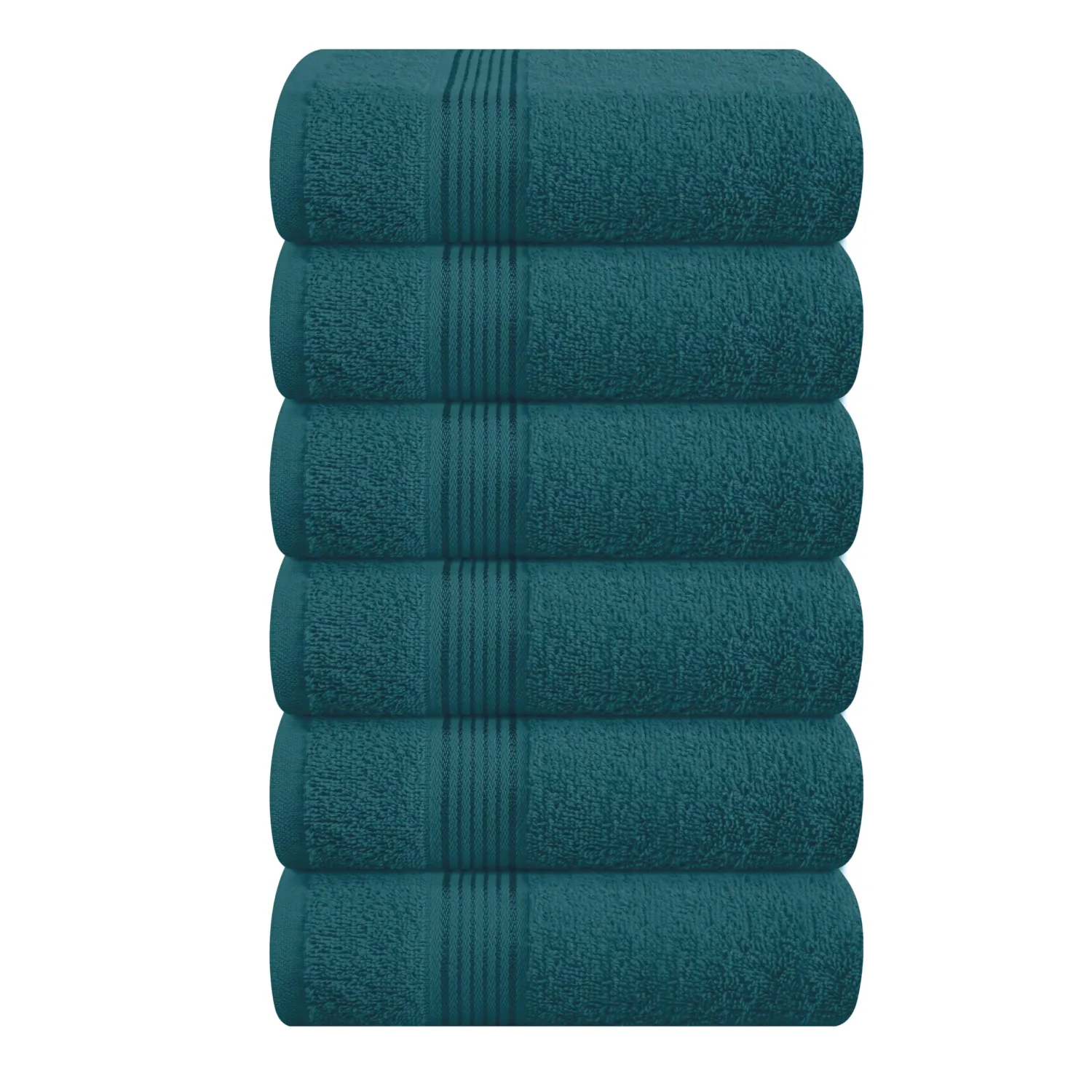 Belizzi Home Ultra Soft Cotton 6 -Piece Hand Towel Set 16x24, Ideal for use in Bathroom, Kitchen, Gym, Spa - Compact, Eco-Friendly, Lightweight - Multi Purpose Hand Towels - Teal