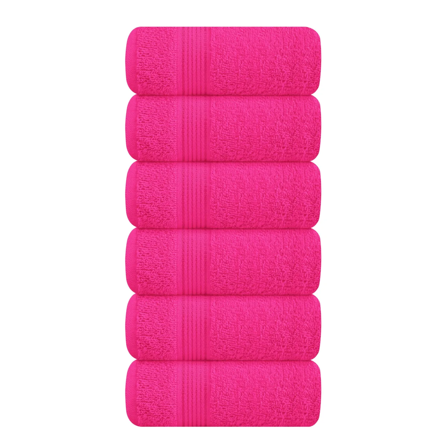 Belizzi Home Ultra Soft Cotton 6 -Piece Hand Towel Set 16x24, Ideal for use in Bathroom, Kitchen, Gym, Spa - Compact, Eco-Friendly, Lightweight - Multi Purpose Hand Towels - Hot Pink