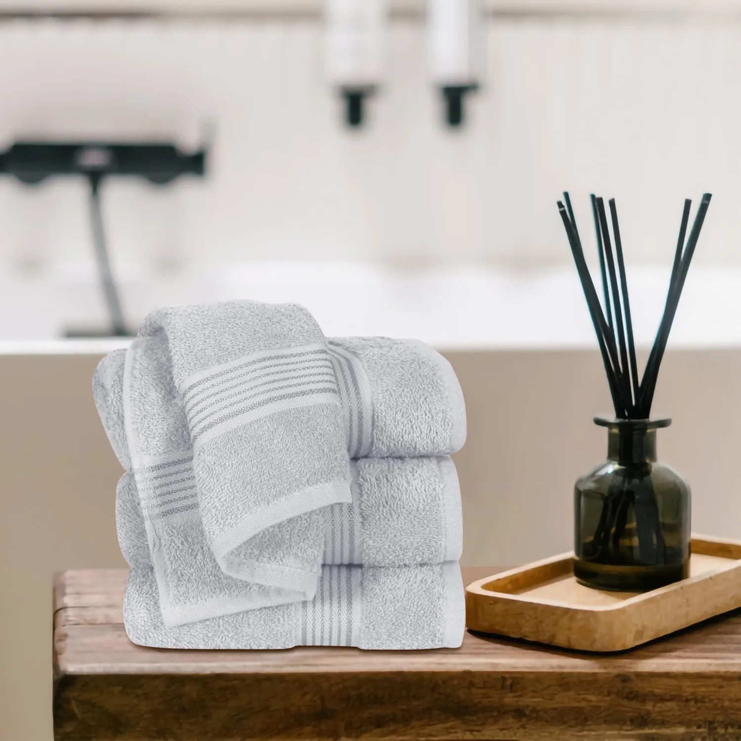 Belizzi Home Ultra Soft Cotton 6 -Piece Hand Towel Set 16x24, Ideal for use in Bathroom, Kitchen, Gym, Spa - Compact, Eco-Friendly, Lightweight - Multi Purpose Hand Towels - Light Grey