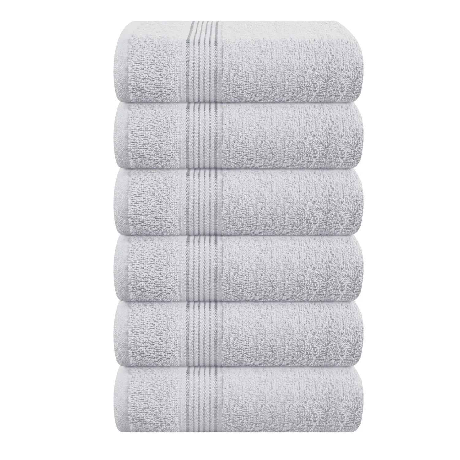 Belizzi Home Ultra Soft Cotton 6 -Piece Hand Towel Set 16x24, Ideal for use in Bathroom, Kitchen, Gym, Spa - Compact, Eco-Friendly, Lightweight - Multi Purpose Hand Towels - Light Grey