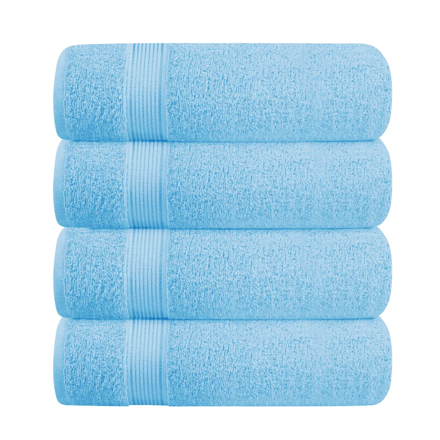 BELZZI Home Ultra Soft 4 Pack Oversized Bath Towel Set 27x54, Cotton Compact Bath Towels, Highly Absorbant Eco-Friendly Quickdry & Lightweight Towel, Ideal for Gym Travel Camp Pool - Sky Blue