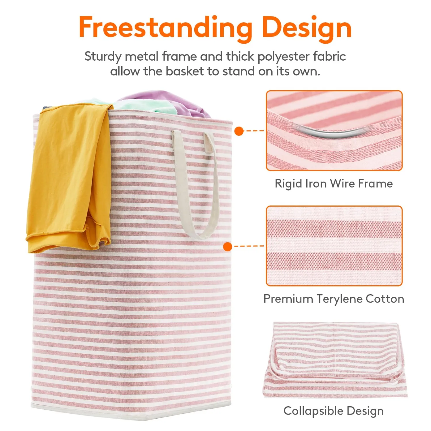 Lifewit 2 Pack Laundry Hamper Large Collapsible Laundry Baskets, Freestanding Waterproof Clothes Hamper with Easy Carry Handles in Laundry Room Bedroom Bathroom College Dorm for Adults, Pink, 2 x 80L