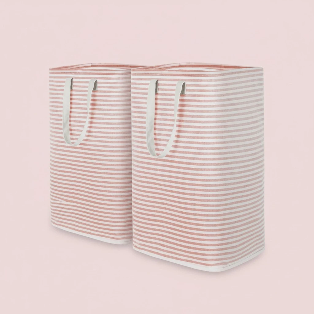 Lifewit 2 Pack Laundry Hamper Large Collapsible Laundry Baskets, Freestanding Waterproof Clothes Hamper with Easy Carry Handles in Laundry Room Bedroom Bathroom College Dorm for Adults, Pink, 2 x 80L