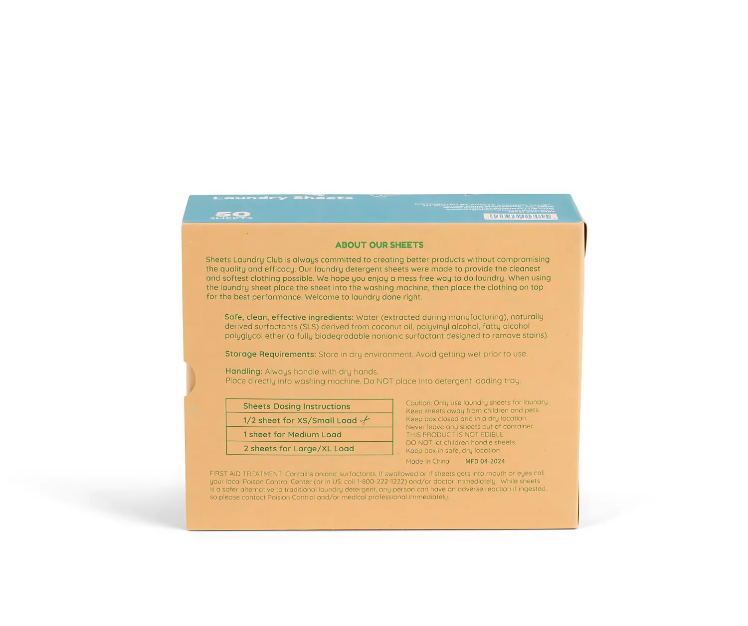 Sheets Laundry Club Laundry Detergent Sheets, 100 Loads - Fragrance Free Scent, Eco-Friendly, Quick-Dissolving Formula, Hypoallergenic, Septic Safe, Plastic-Free Packaging - 50 Sheets