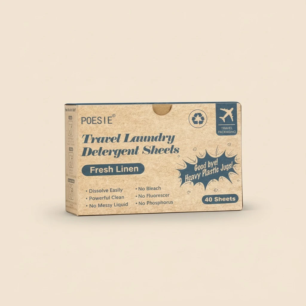 Poesie Travel Laundry Detergent Sheets 120 Liquidless Clothes Washing Strips Fresh Linen Scent (3 Pack 40 Sheets)