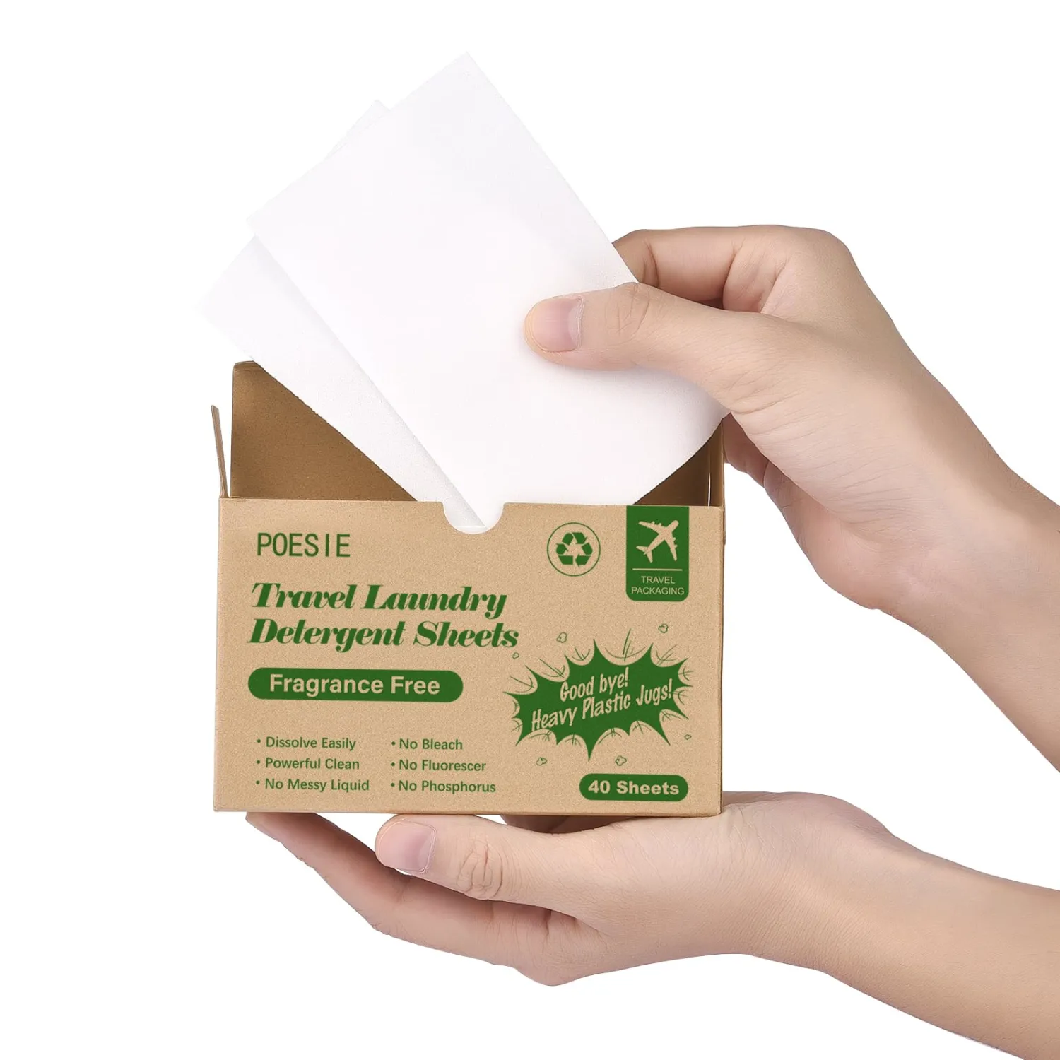 Poesie Laundry Detergent Sheets - Natural Laundry Soap for Travel & Camping - Unscented, 1 Mini Box, 40 Sheets