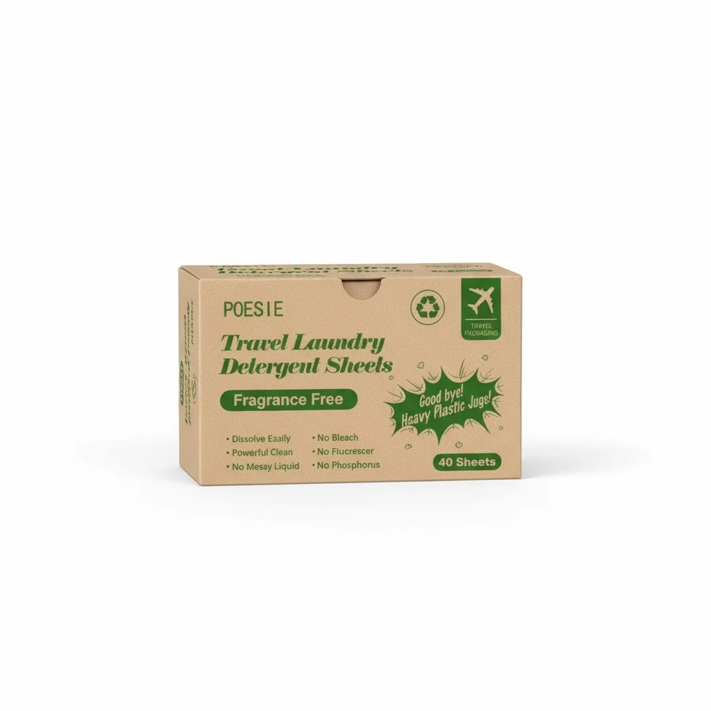 Poesie Laundry Detergent Sheets - Natural Laundry Soap for Travel & Camping - Unscented, 1 Mini Box, 40 Sheets