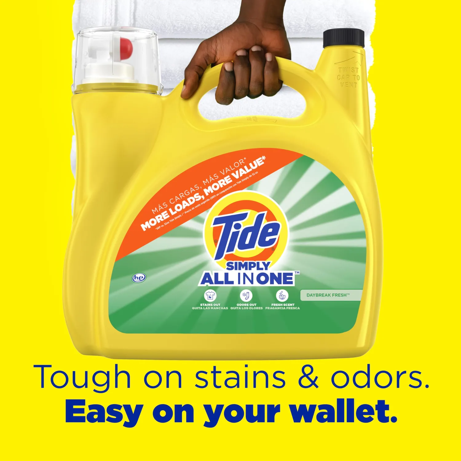 Tide Simply, All-In-One Liquid Laundry Detergent, Daybreak Fresh Scent, 138 Loads, 173 fl oz