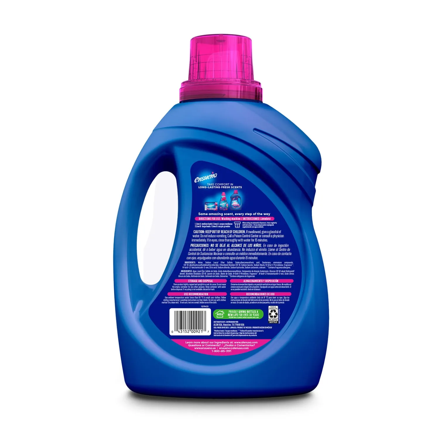 Ensueño - Liquid Laundry Detergent - Deep Clean, Stain Fighting Power, Color Fading Protection - for Large Households, Businesses & Offices - Spring Fresh (100 Fl. Oz)