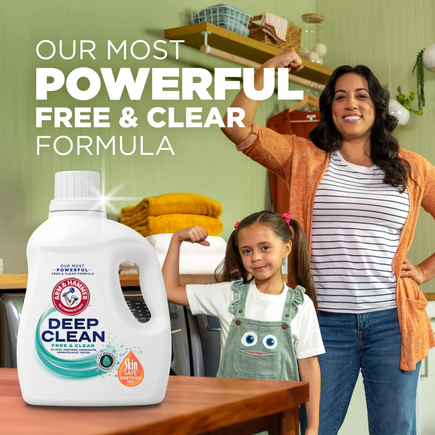 ARM & HAMMER Deep Clean Free & Clear Liquid Laundry Detergent, Free of Dyes, Perfumes and Phosphates, Dermatologist Tested, 102 Fl Oz, 68 Loads