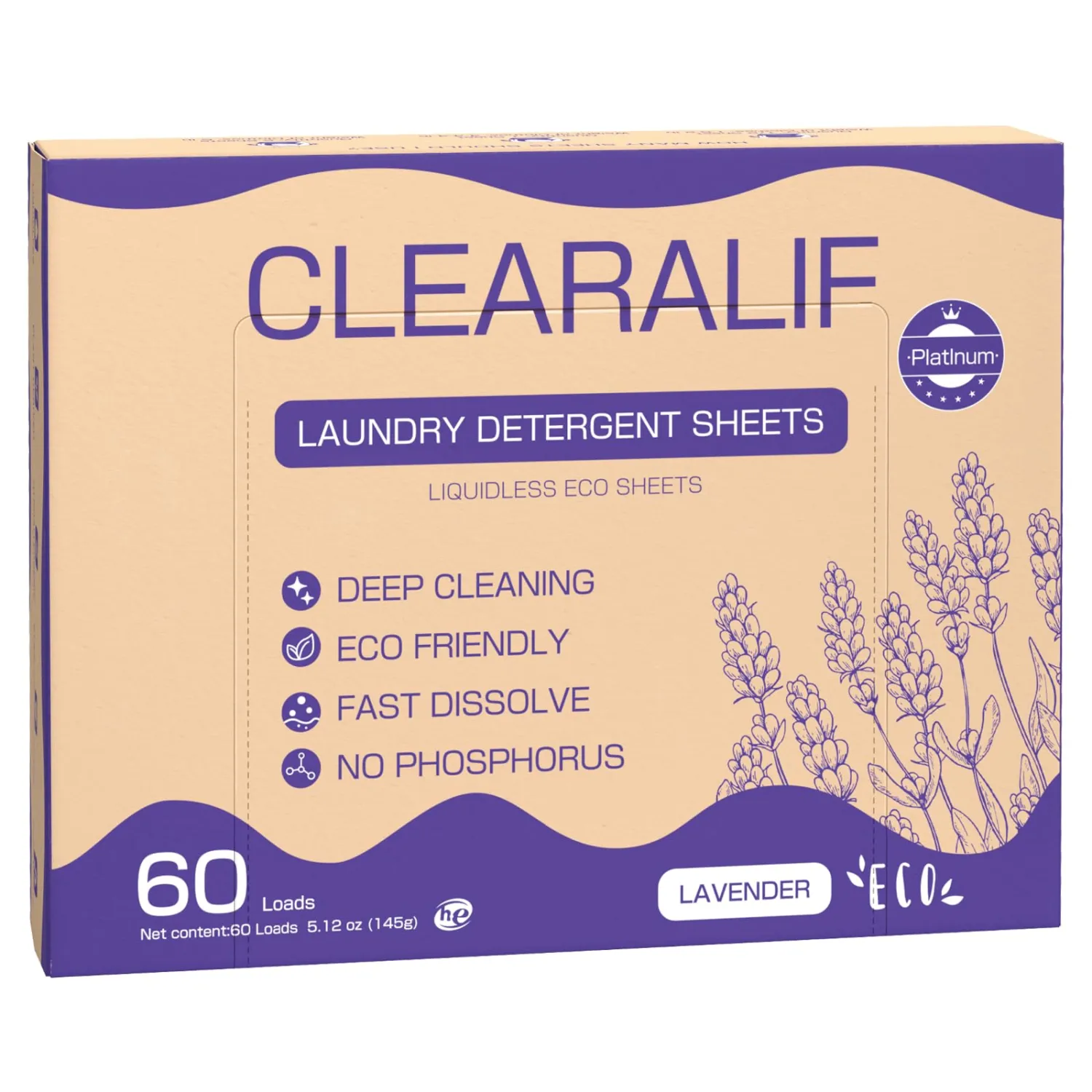 CROS 60 Loads Laundry Detergent Sheets Fresh Lavender Scent, for Travel, Home, Apartment,Dorm, Laundry Detergent Strips Eco Friendly, Hypoallergenic, Liquidless Washing Supplies