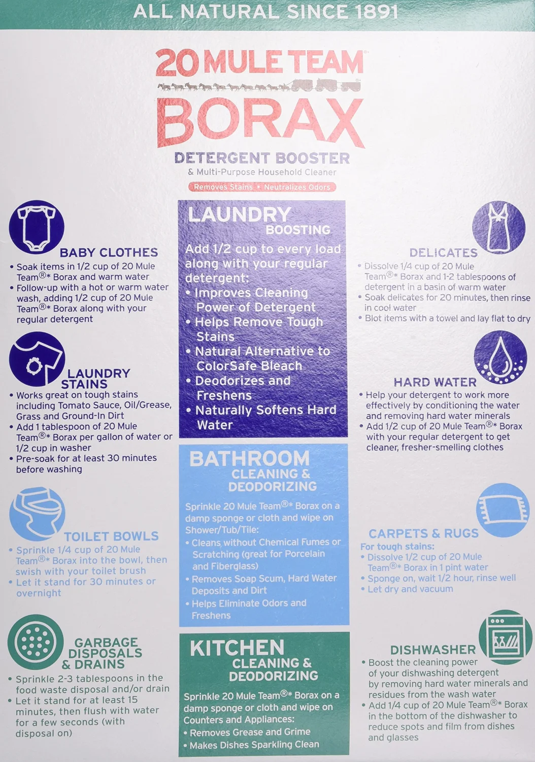 Borax 20 Mule Team Detergent Booster, 65 Oz.