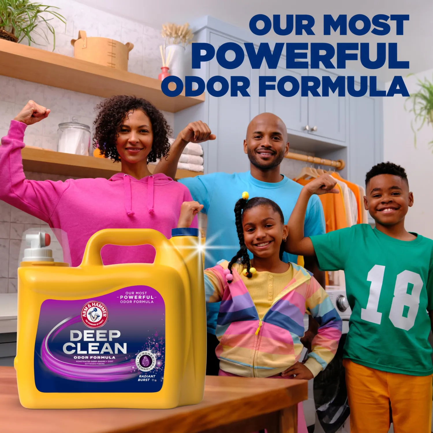 A&H Liquid Laundry Detergent, Deep Clean Odor, Radiant Bust 150 Fl oz, 100 loads