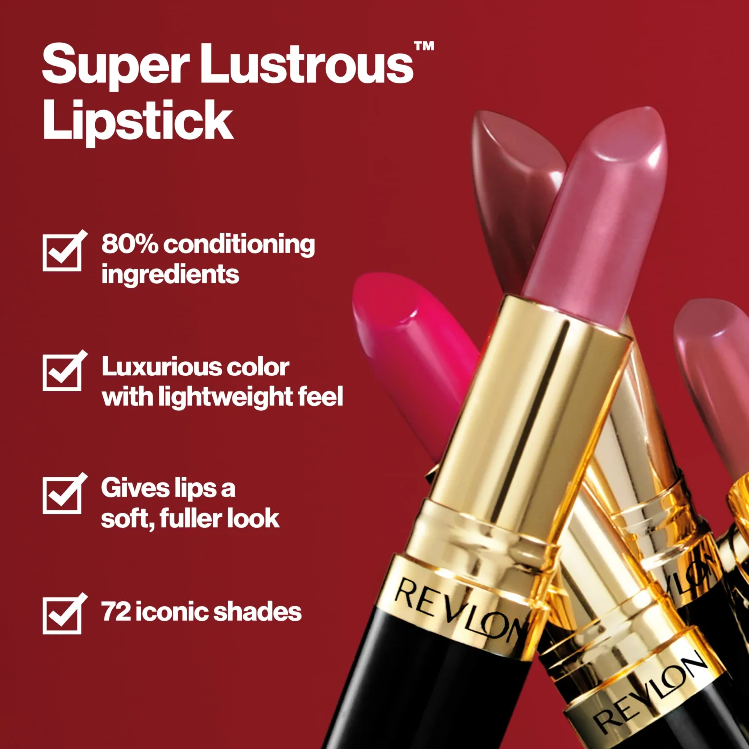 Revlon Super Lustrous Lipstick, Creamy Formula For Soft, Fuller-Looking Lips, Moisturized Feel, Black Cherry, 0.15 oz