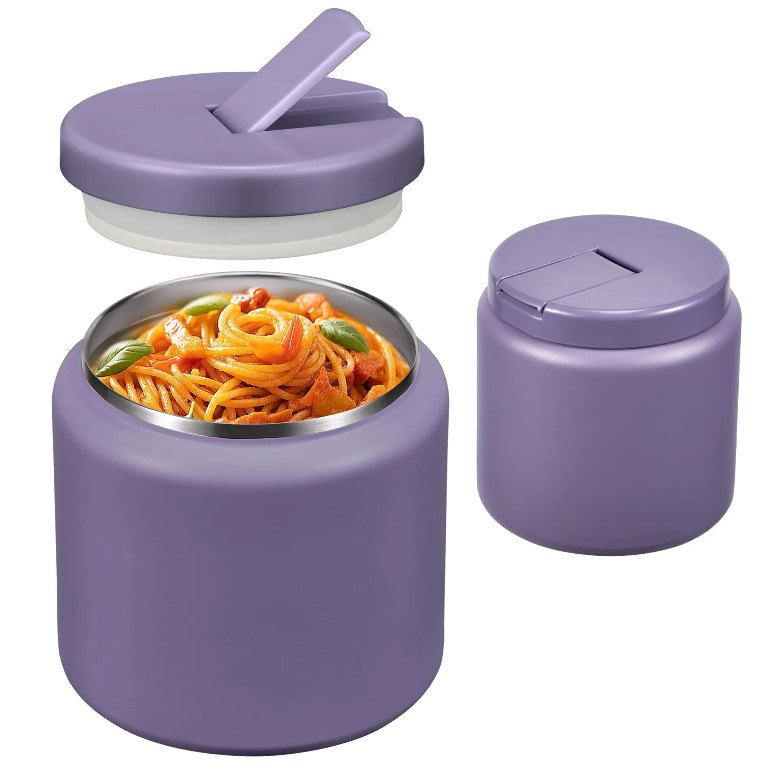 26oz Soup Thermo for Hot Food Kids with Buckle Lid Insulated Vacuum Food Jar Wide Mouth Leakproof Stainless Steel Lunch Container (Purple)