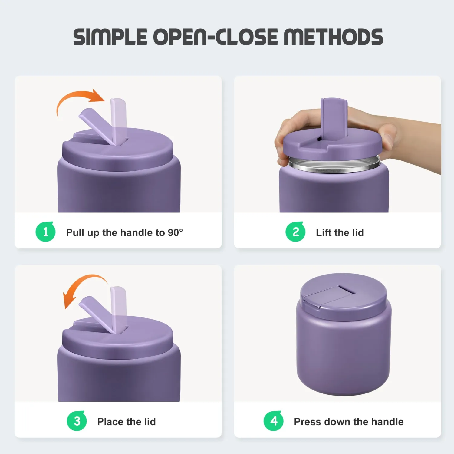 26oz Soup Thermo for Hot Food Kids with Buckle Lid Insulated Vacuum Food Jar Wide Mouth Leakproof Stainless Steel Lunch Container (Purple)