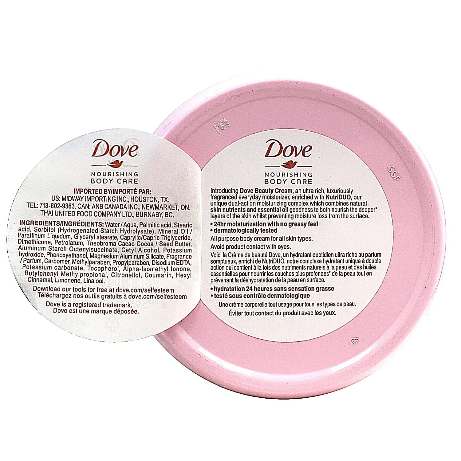 Dove Nourishing Body Care, Face, Hand, and Body Beauty Cream for Normal to Dry Skin Lotion for Women with 24-Hour Moisturization, 12-Pack, 2.53 Oz Each Jar