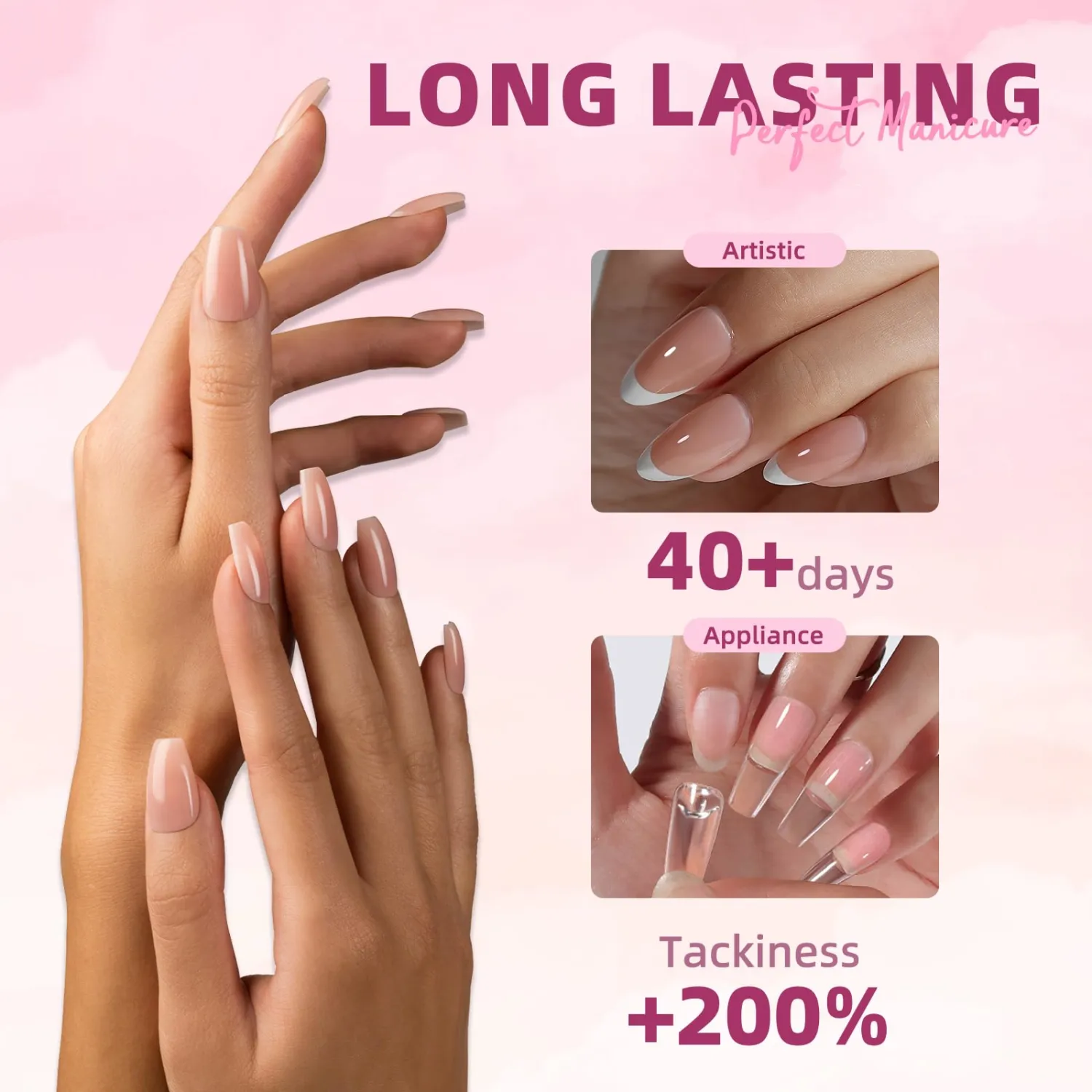 10g Solid Nail Glue+ 10ml Nail Remover for Press on Nails, Upgraded Quick Drying No Need UV Lamp Super Strong Adhesion Nail Bond Glue for Nail Tip with Remover,Cuticle Stick, Last 2+ Weeks