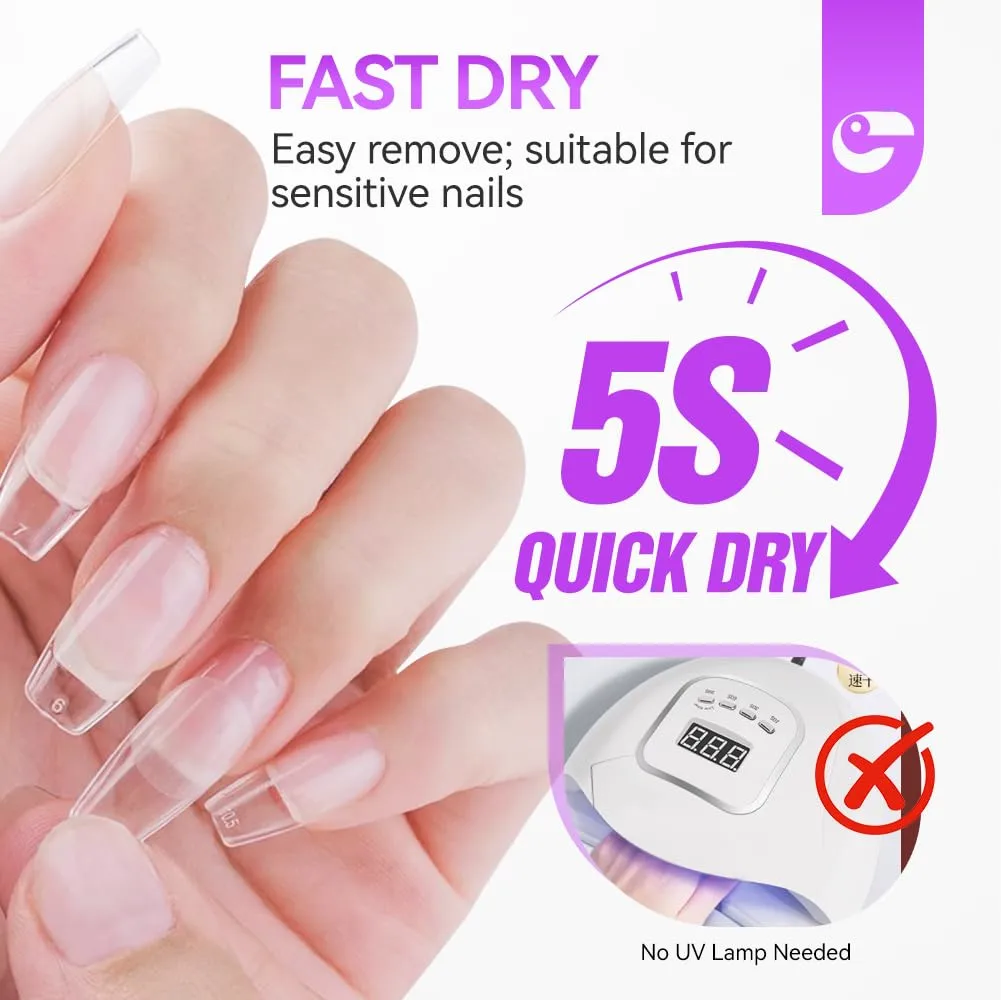 Nail Glue Tips Strong Adhesive: Gelike EC Acrylic Easy Press Professional Super Apply Art Natural Nrush False Quick Artificial Long Fast Salon 10ml Pink
