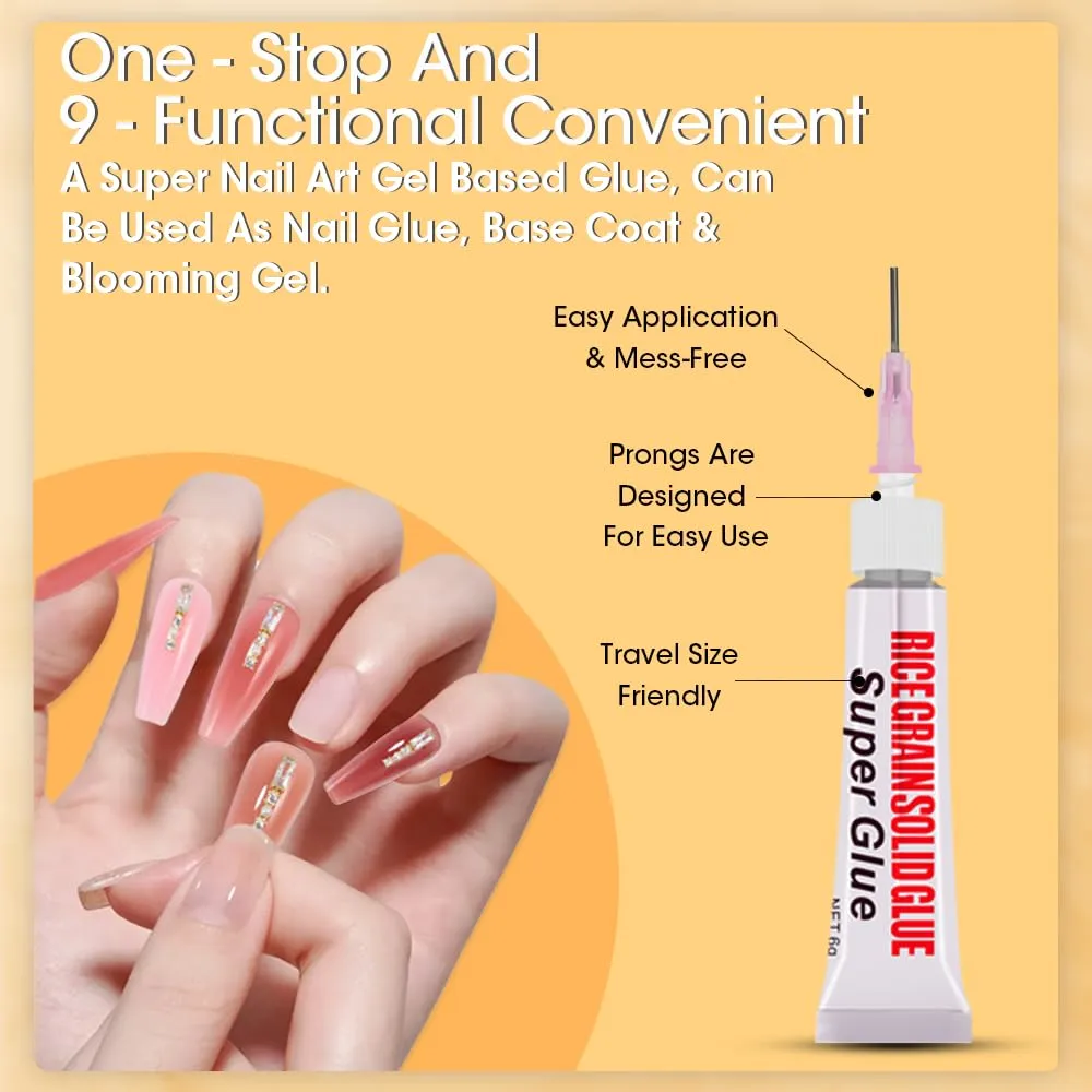 Super Strong Nail Glue for Press On Nails- Salon Quality for Acrylic, Fake Nail Tips. Quick Dry, Long Lasting, No UV Lamp, Dehydrator or Primer Needed-12ML