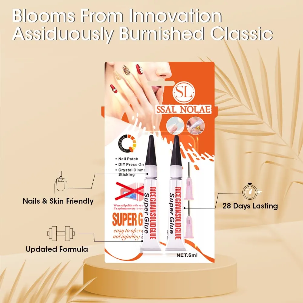 Super Strong Nail Glue for Press On Nails- Salon Quality for Acrylic, Fake Nail Tips. Quick Dry, Long Lasting, No UV Lamp, Dehydrator or Primer Needed-12ML
