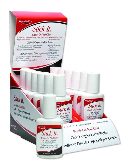 Super Nail Stick It Glue Brush-on, 0.5 Fluid Ounce